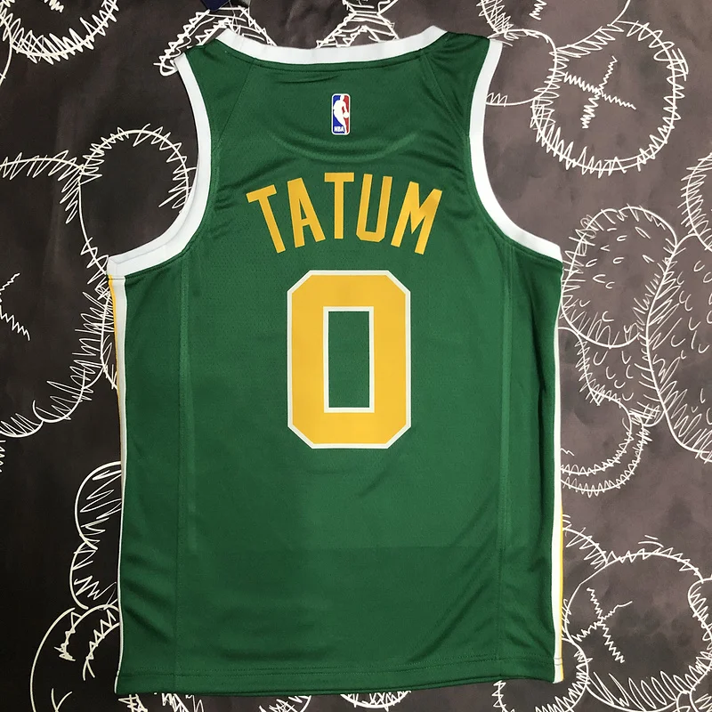 NBA Boston Celtics Basketball Jersey Green Gold #0 TATUM