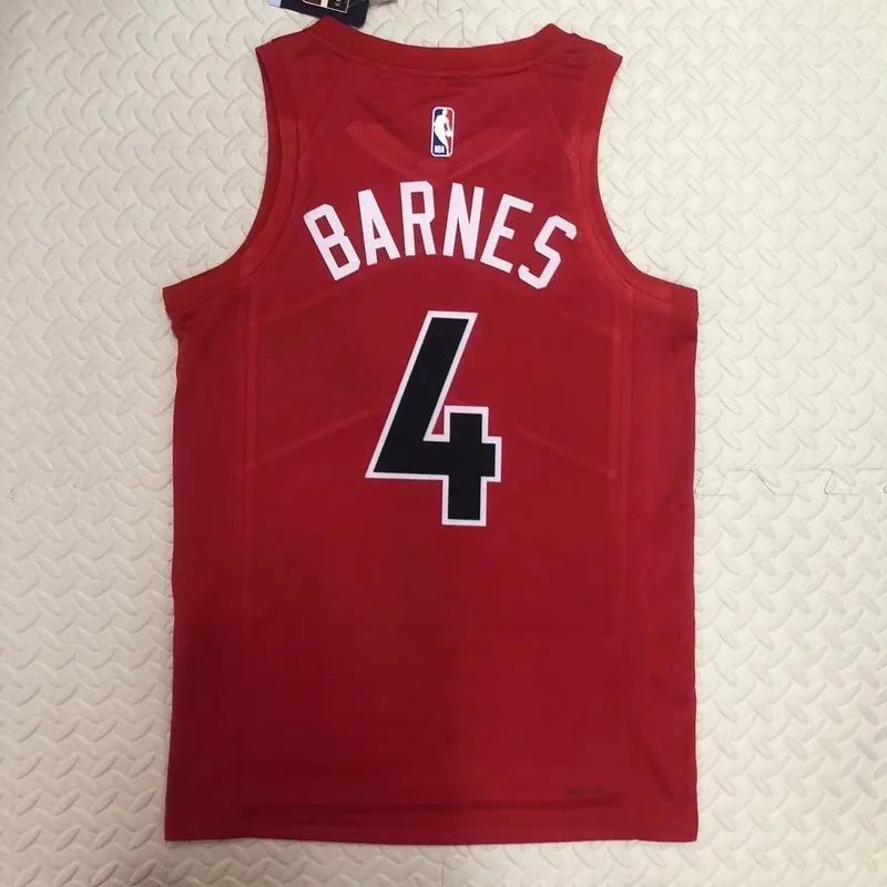 2023 NBA Toronto Raptors Basketball Jersey Aawy Red #4 BARNES