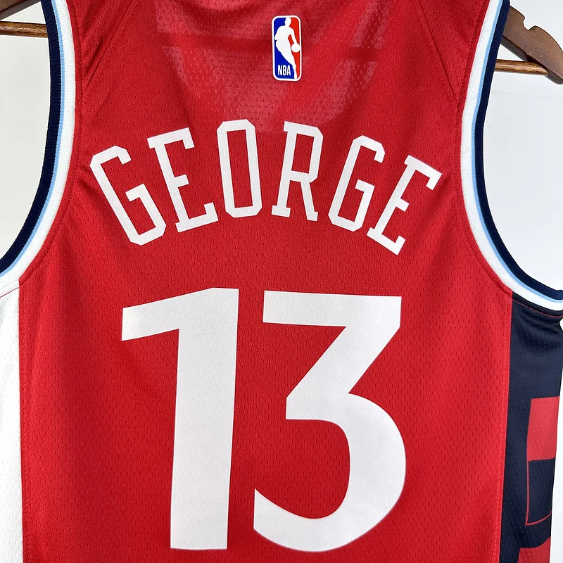 2025 Season    NBA Los Angeles Clippers Basketball jersey    trapeze  limited   Red  #13   GEORGE