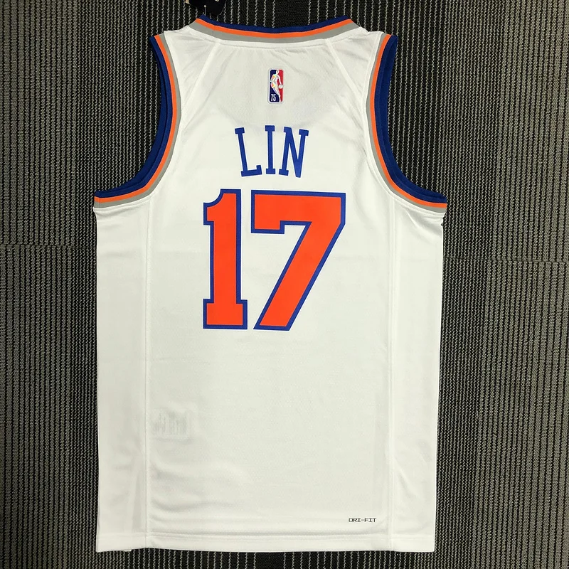 75th anniversary New York Knicks Basketball Jersey White #17 LIN