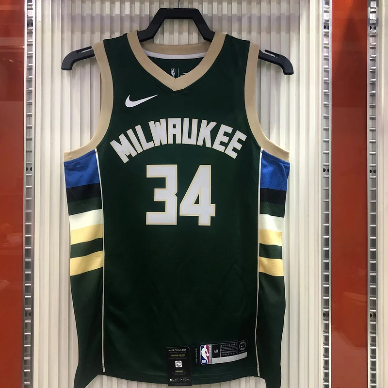 NBA Milwaukee Bucks Basketball jersey V-neck Green #34 Antetokounmpo