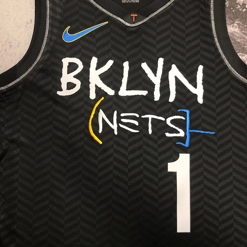 Brooklyn Nets Basketball jersey Graffiti Black #1 BRIDGES