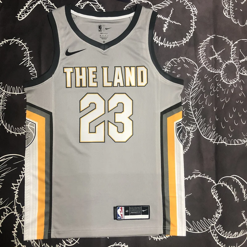 2018 Cleveland Cavaliers Basketball Jersey Gray #23 JAMES