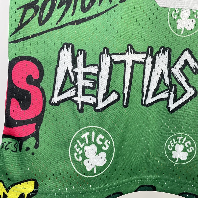 1985 1986 Season MN Hot Print Retro NBA Boston Celtics Basketball Jersey Graffiti #33 BIRD