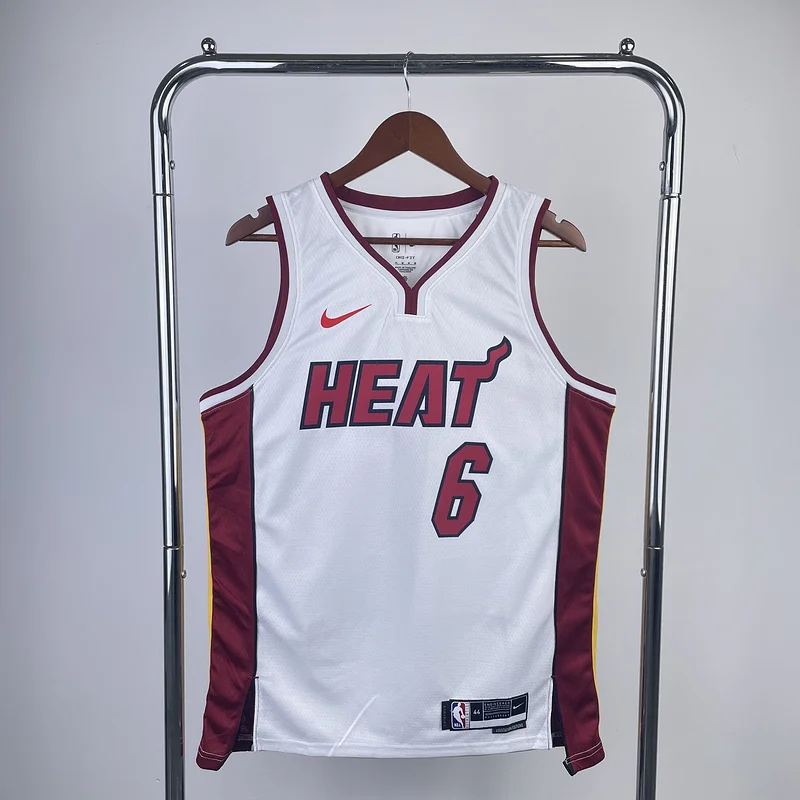 NBA Miami Heat basketball jersey V-neck White #6 JAMES