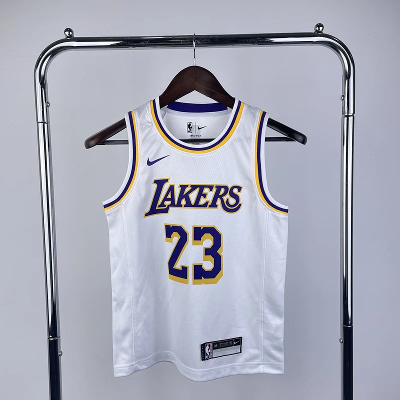 Youth kids Basketball Jersey Los Angeles Lakers White #23 JAMES