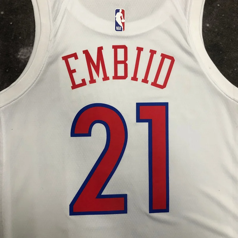 2023 Season NBA Philadelphia 76ers Basketball Jersey city version #21 EMBIID