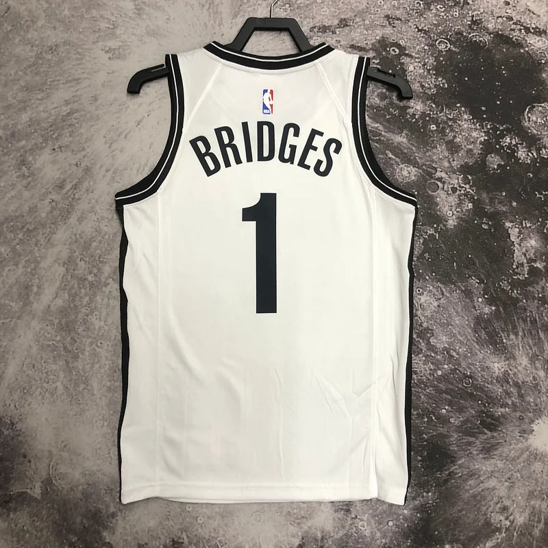 Brooklyn Nets Basketball jersey V-neck  White #1 BRIDGES