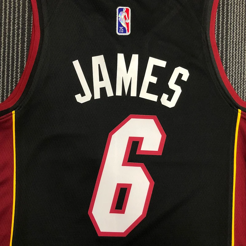 75th anniversary NBA Miami Heat basketball jersey Black #6 JAMES