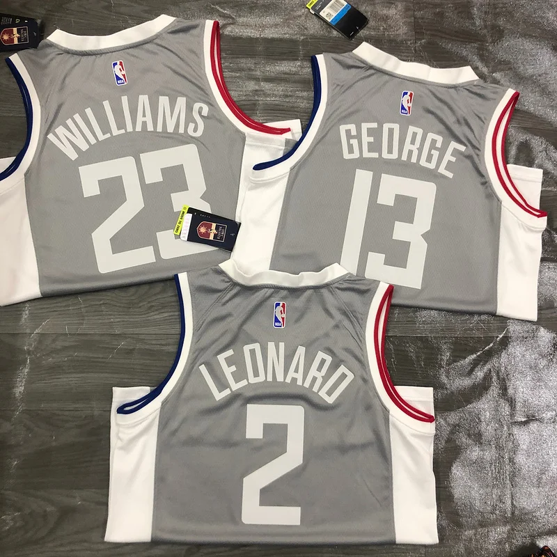 2021 Season  NBA Los Angeles Clippers Basketball jersey   bonus edition   Gray  #13   GEORGE