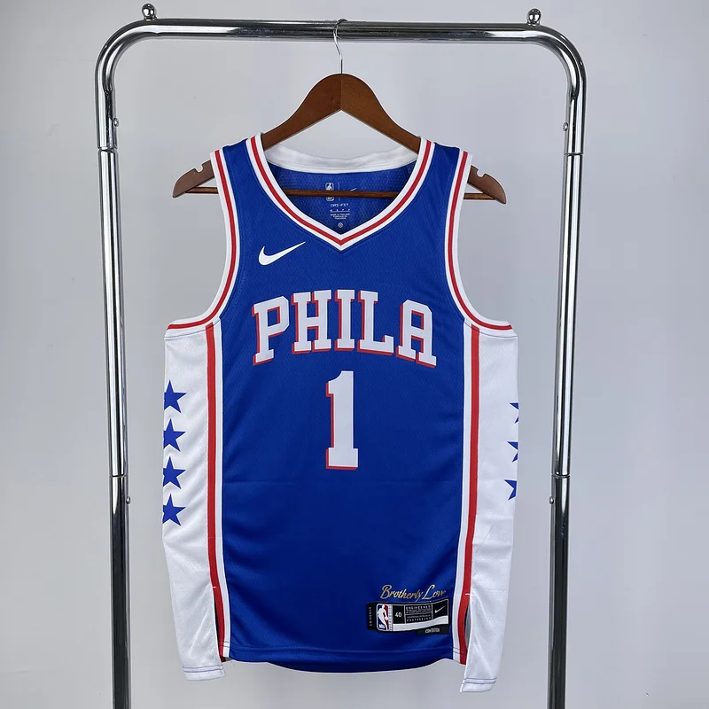 2023 Season NBA Philadelphia 76ers Basketball Jersey V-neck Blue #1 HARDEN