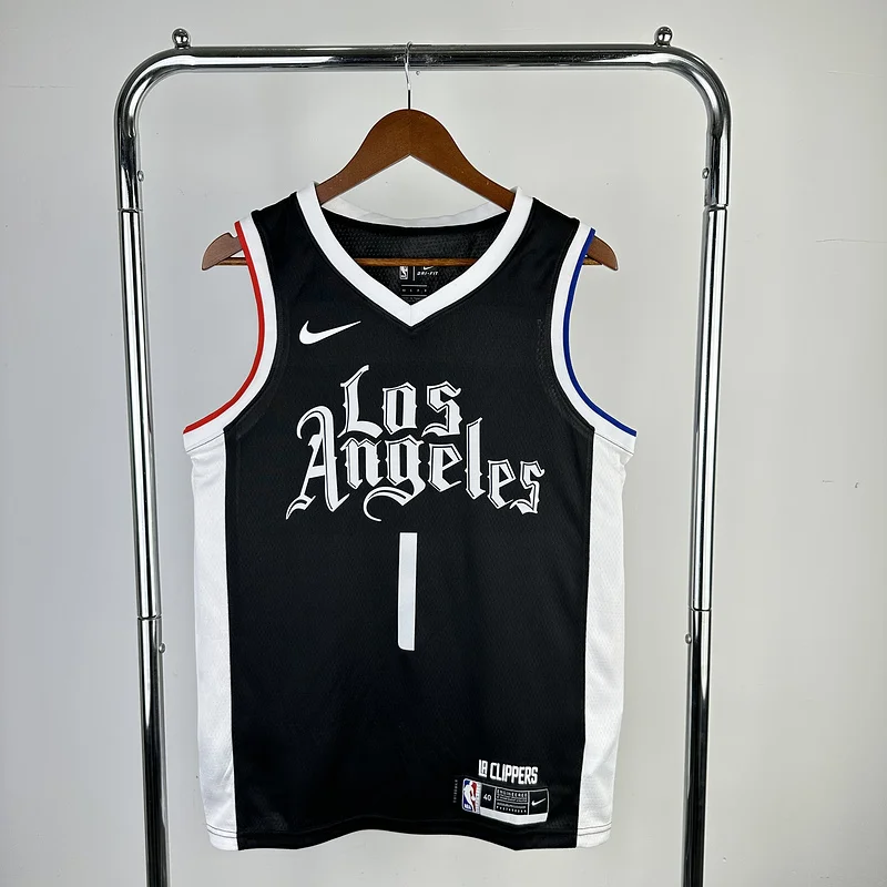 2021 Season  NBA Los Angeles Clippers Basketball jersey   Latin   Black  #1    HARDEN