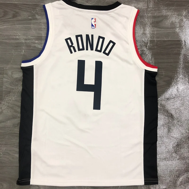 2020 Season NBA Los Angeles Clippers Basketball jersey   Latin   White   #4   RONDO