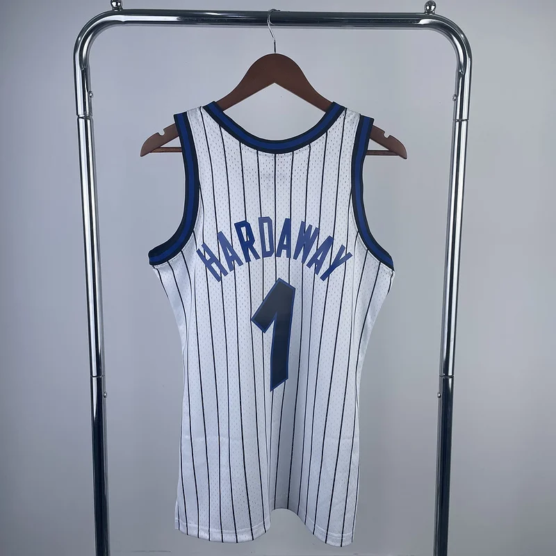 1994 Mitchell Ness Hot Print Retro Orlando Magic Basketball Jersey White #1 HARDAWAY