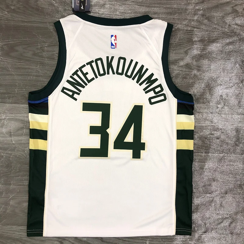 2021 Season NBA Milwaukee Bucks Basketball jersey BUCKS Home White #34 Antetokounmpo