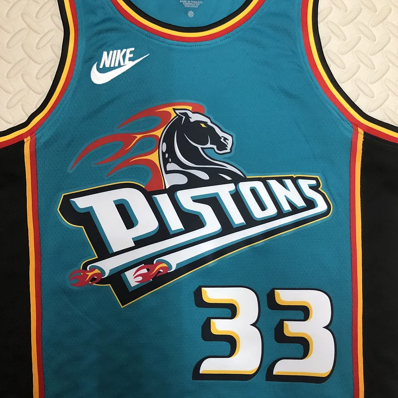 2023 Detroit Pistons Basketball Jersey Retro #33 HILL