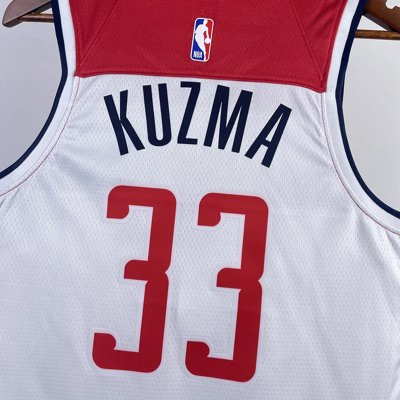 2023  Washington Wizards Basketball Jersey   Home  White  #33    KUZMA