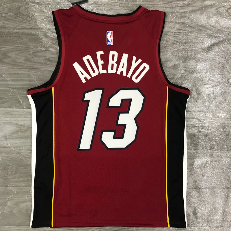 2021 Season NBA Miami Heat basketball jersey Jordan V-neck maroon red #13 ADEBAYO