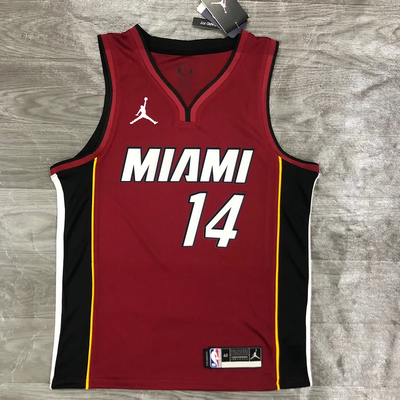 2021 Season NBA Miami Heat basketball jersey Jordan V-neck maroon red #14 HERRO