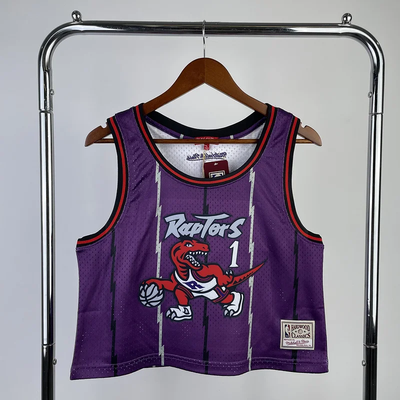 Mitchell Ness Women Retro NBA Toronto Raptors Basketball Jersey Purple #1 McGrady