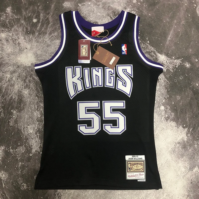 Mitchell Ness Hot Print Retro Sacramento Kings Basketball Jersey 2001 #55 WILLIAMS