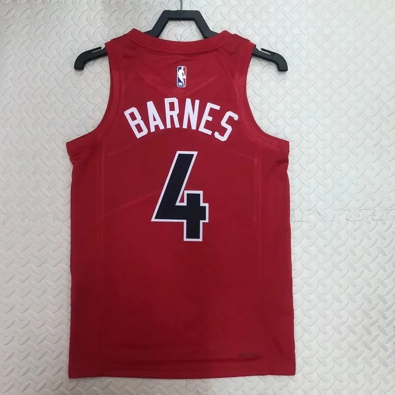 2023 NBA Toronto Raptors Basketball Jersey Aawy Red #4 BARNES