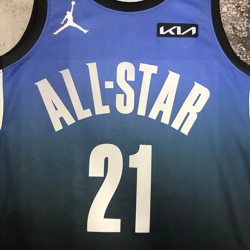 2023 Season NBA Philadelphia 76ers Basketball Jersey All-Star Blue #21 EMBIID