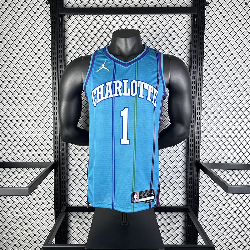 2024  Charlotte Hornets Basketball Jersey   Retro  #1  BALL