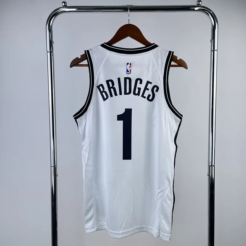 Brooklyn Nets Basketball jersey V-neck  White #1 BRIDGES