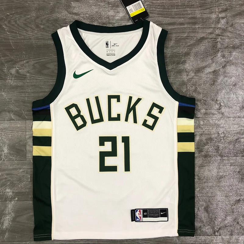 2021 Season NBA Milwaukee Bucks Basketball jersey BUCKS Home White #21 HOLIDAY