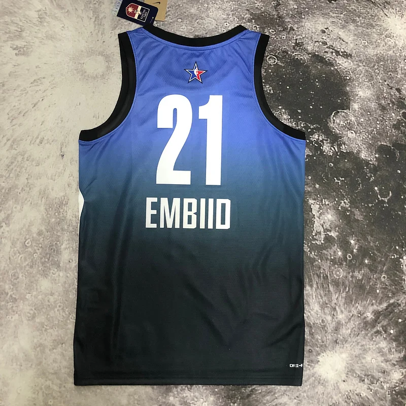 2023 Season NBA Philadelphia 76ers Basketball Jersey All-Star Blue #21 EMBIID