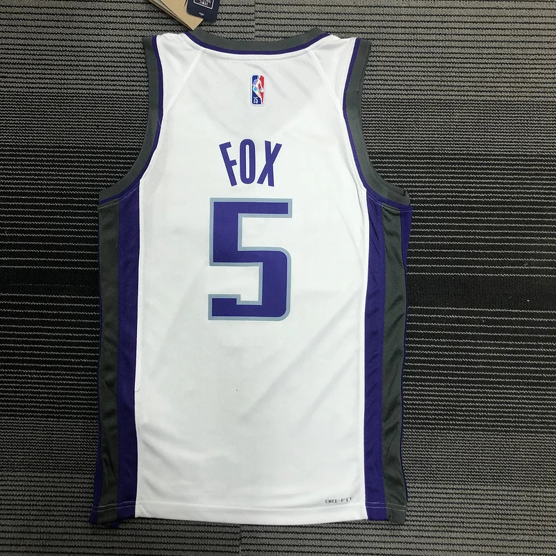 75th anniversary Sacramento Kings Basketball Jersey White #5 FOX