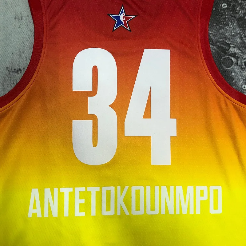 2023 Season Milwaukee Bucks basketball jersey All-Star Yellow #34 Antetokounmpo