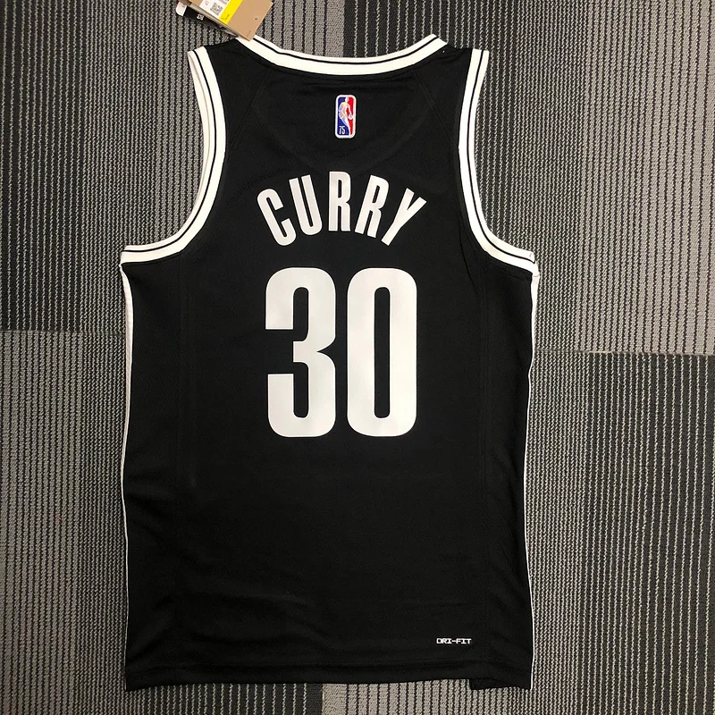 75th anniversary Brooklyn Nets Basketball jersey Black #30 CURRY