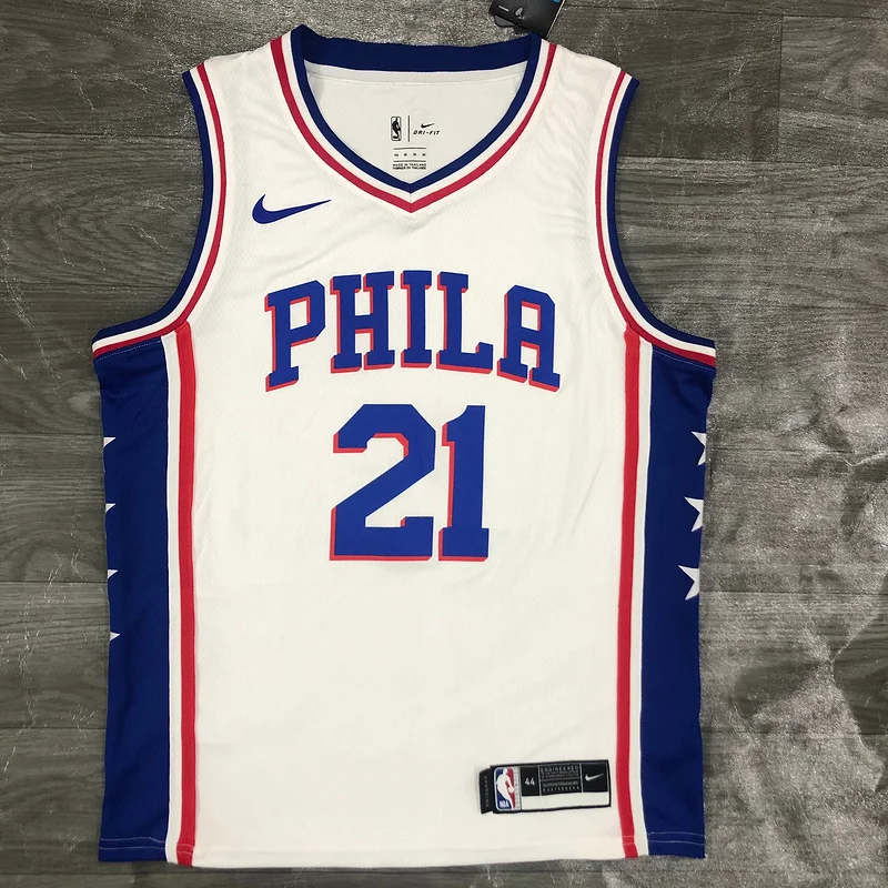 NBA Philadelphia 76ers Basketball Jersey V-neck White #21 EMBIID