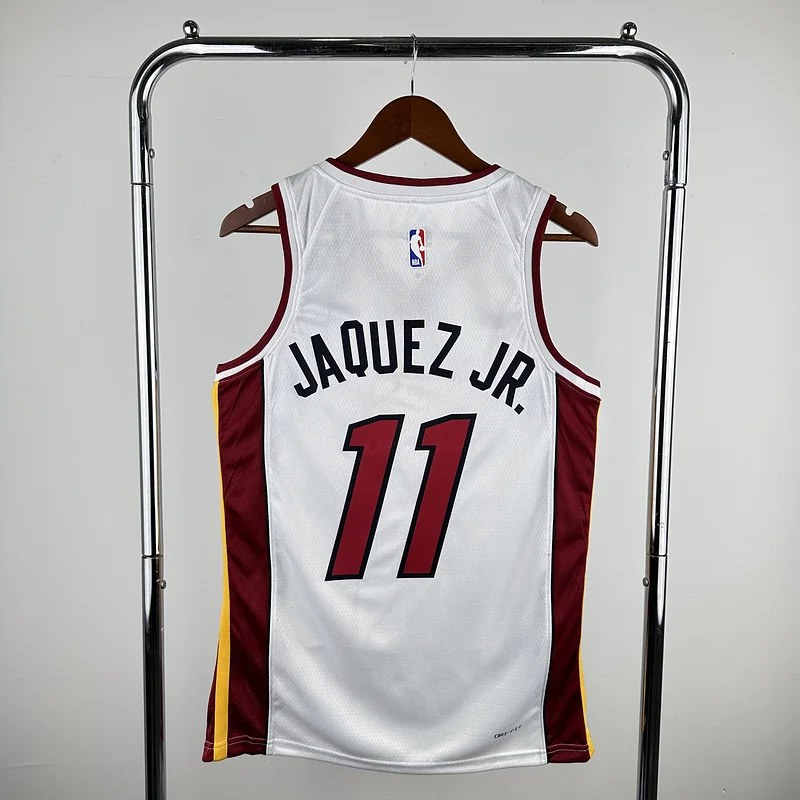 NBA Miami Heat basketball jersey V-neck Home White #11 JAQUEZ JR