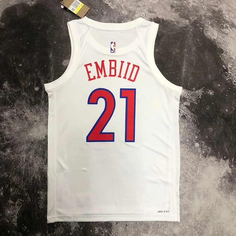 2023 Season NBA Philadelphia 76ers Basketball Jersey city version #21 EMBIID