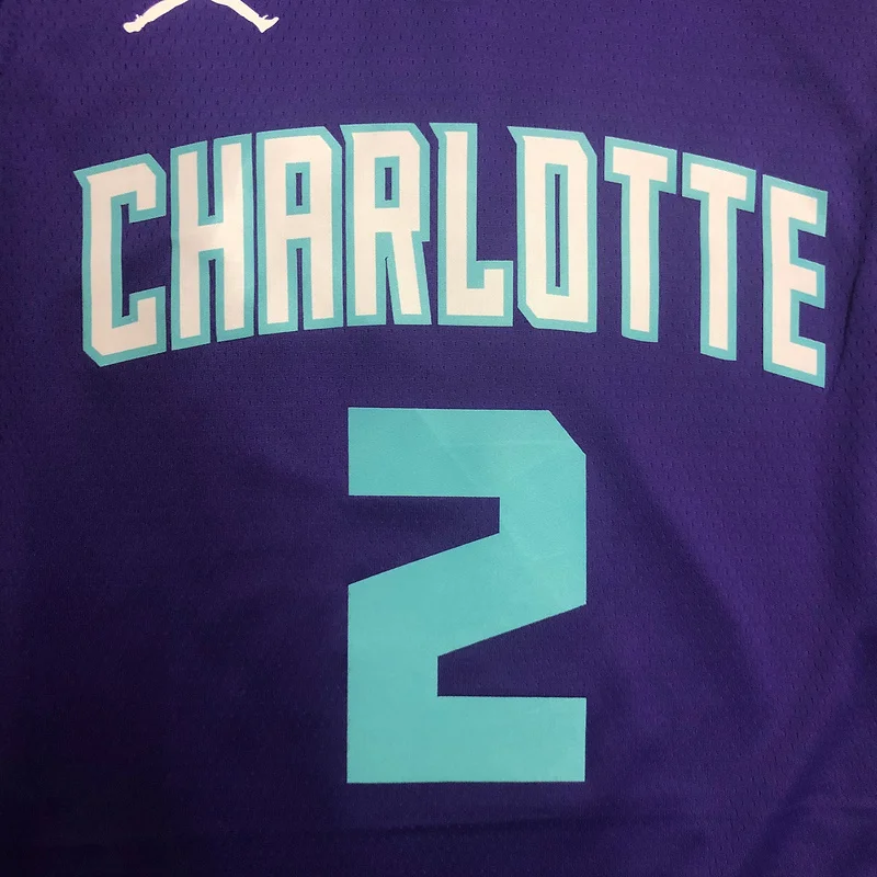 Charlotte Hornets Basketball Jersey   Purple  #2  BALL