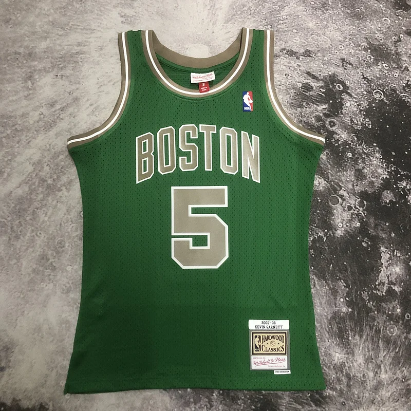 2007 2008 Season MN Hot Print Retro NBA Boston Celtics Basketball Jersey #5 GARNETT