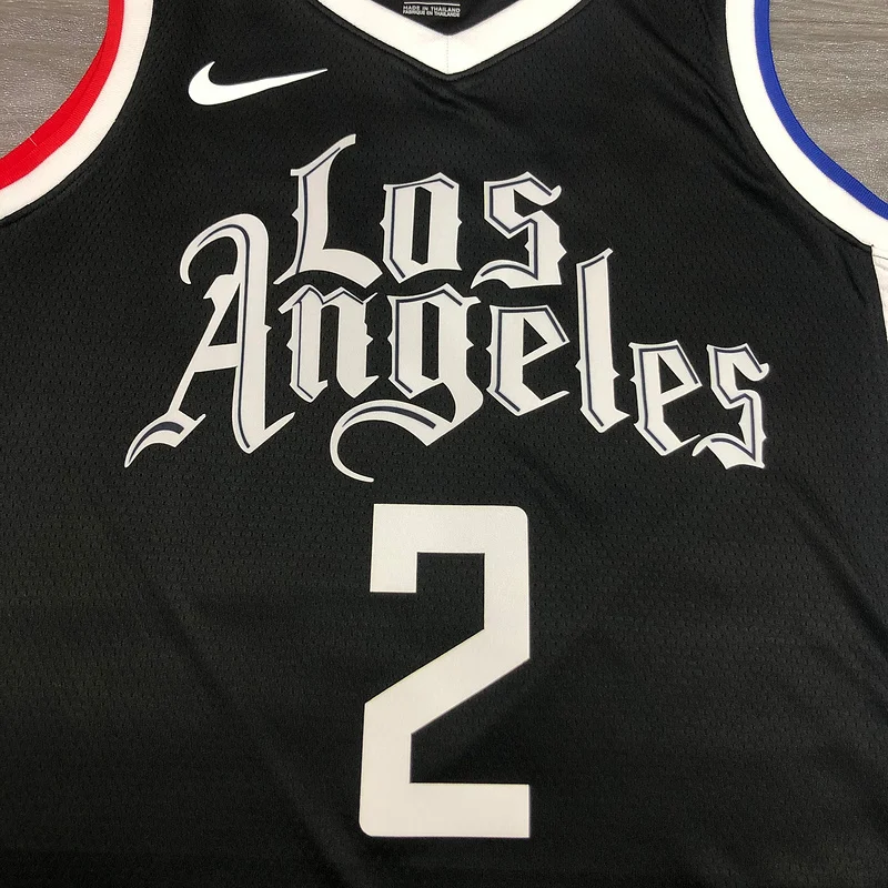 2021 Season NBA Los Angeles Clippers Basketball jersey  city version   Latin   Black  #2  LEONARD