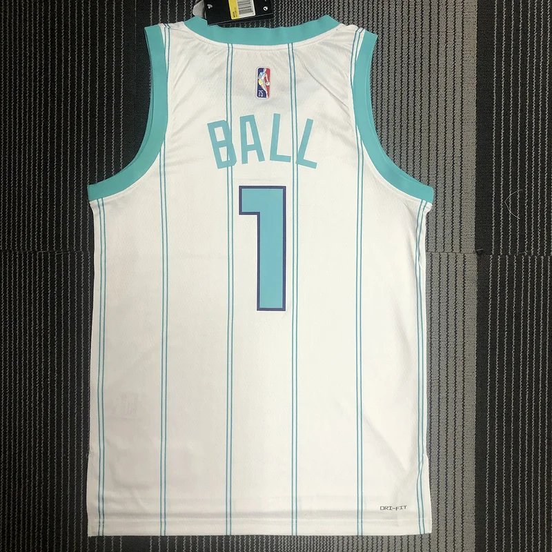 75th anniversary  Charlotte Hornets Basketball Jersey   White  #1  BALL