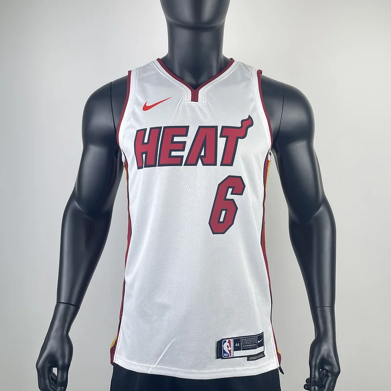 NBA Miami Heat basketball jersey V-neck White #6 JAMES