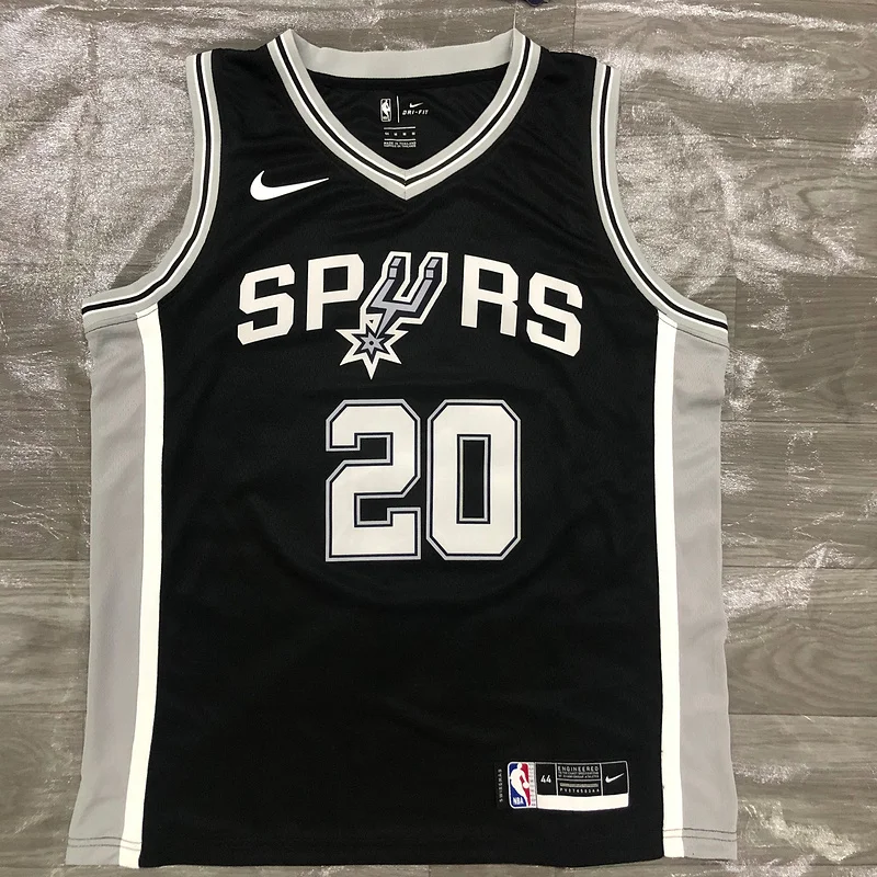 San Antonio Spurs Basketball Jersey Black #20 GINOBILI