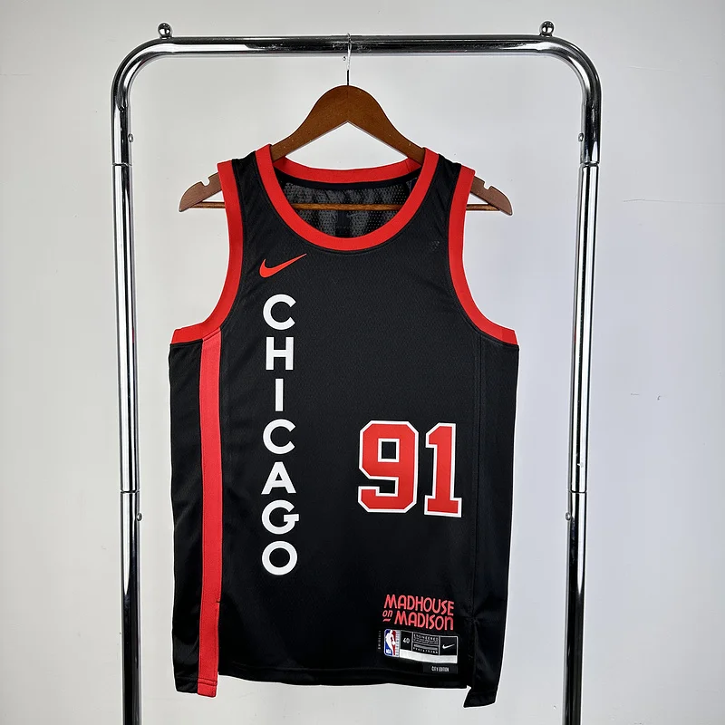 2024 Season NBA Chicago Bulls Basketball jersey City version #91 RODMAN