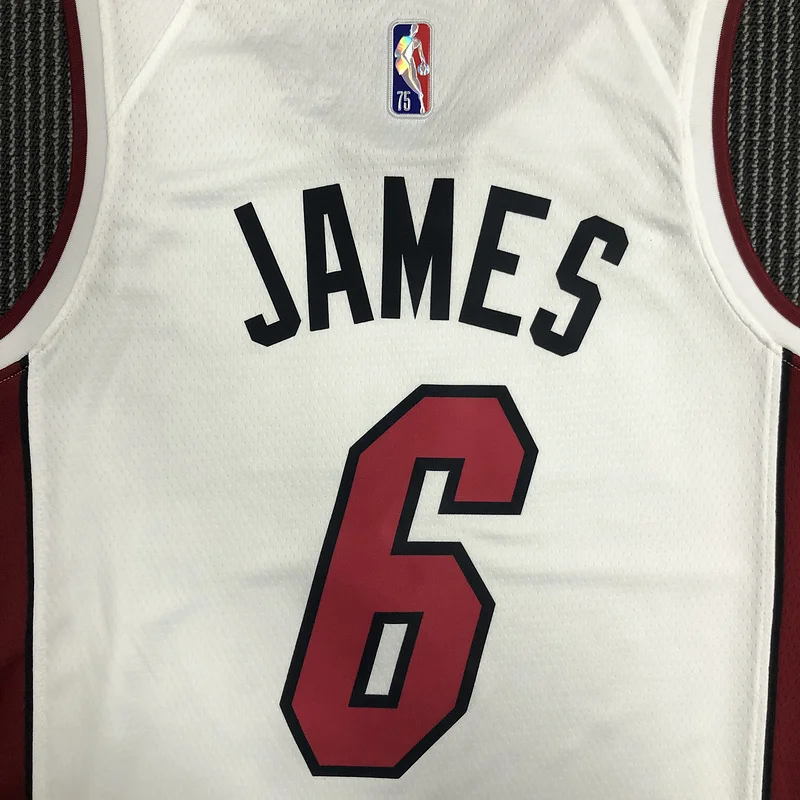 75th anniversary NBA Miami Heat basketball jersey White #6 JAMES