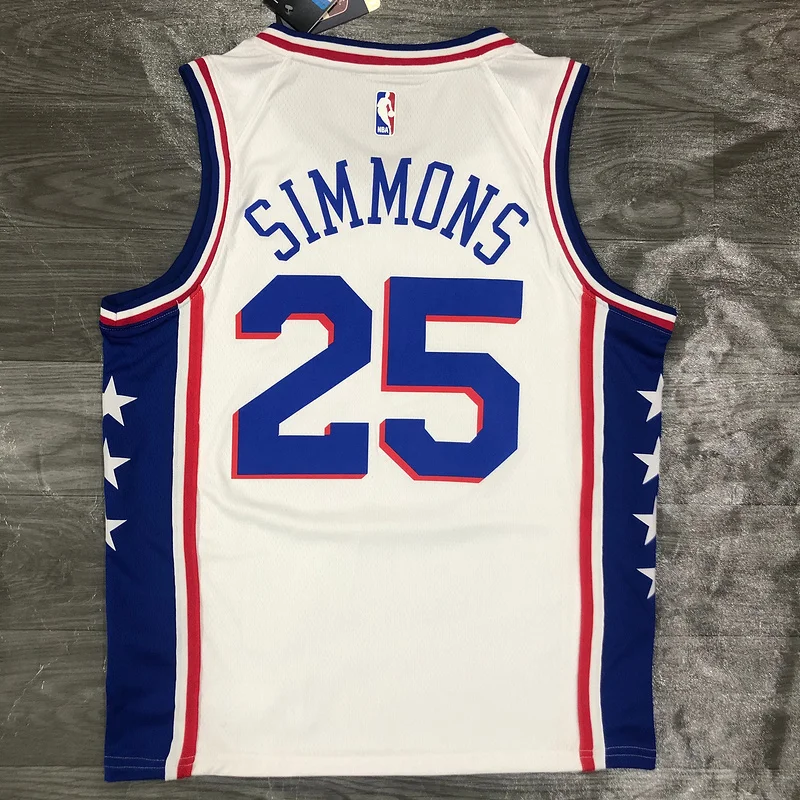 NBA Philadelphia 76ers Basketball Jersey V-neck White #25 SIMMONS