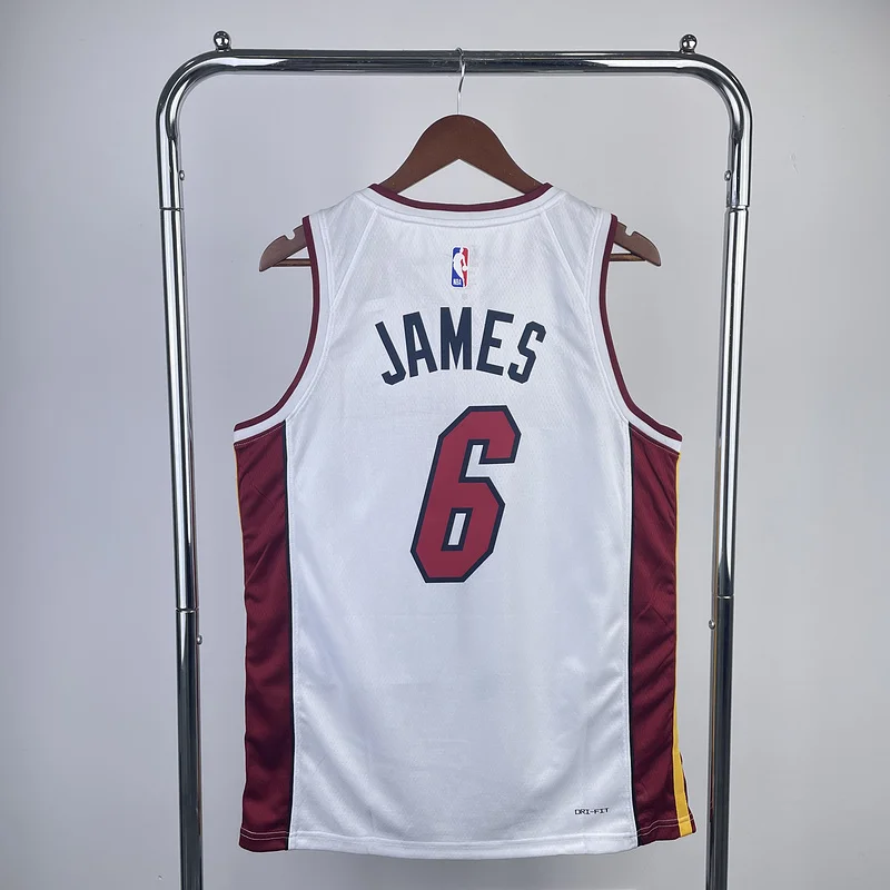 NBA Miami Heat basketball jersey V-neck White #6 JAMES