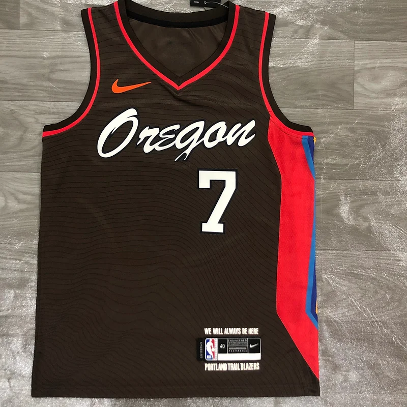 2021 Portland Trail Blazers Basketball Jersey city version brown #7 ROY