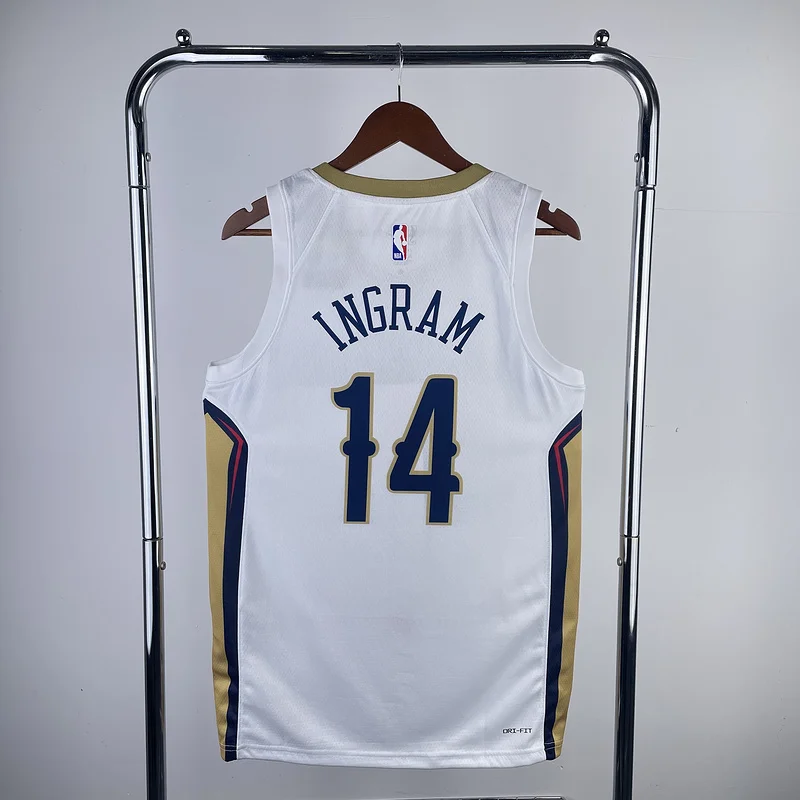 2023  New Orleans Pelicans Basketball jersey   Home   White  #14  INGRAM