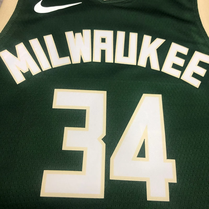 NBA Milwaukee Bucks Basketball jersey V-neck Green #34 Antetokounmpo